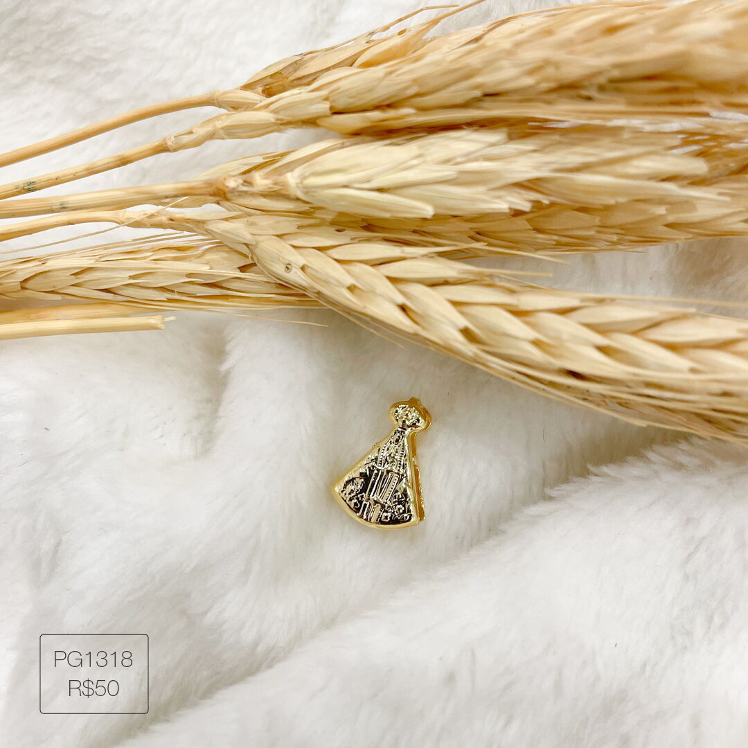 Pingente Passador de Nossa Senhora Aparecida Liso Dourado